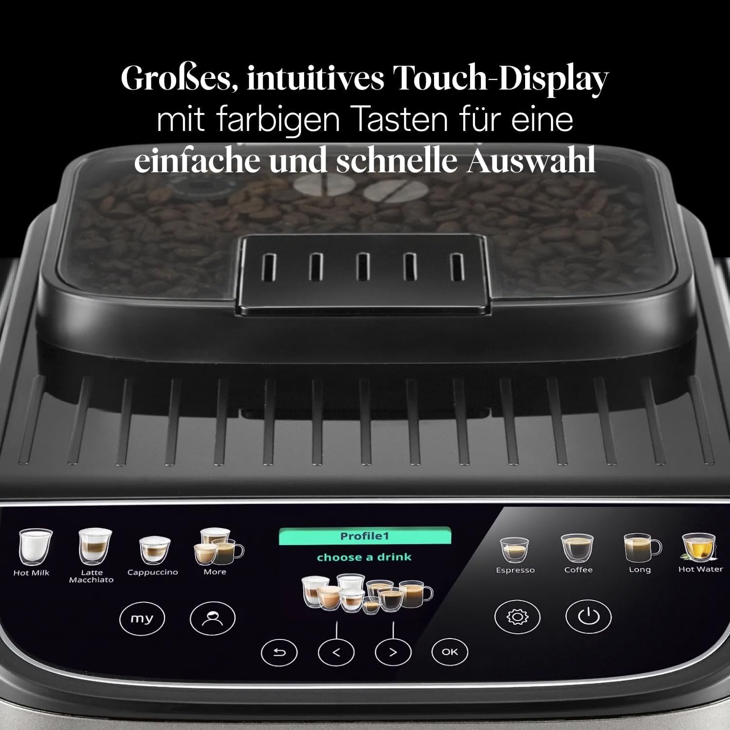 De’Longhi Magnifica Evo Next ECAM312.80.SB Kaffeevollautomat | LatteCrema | 13 Getränke | Touch-Display | Titan