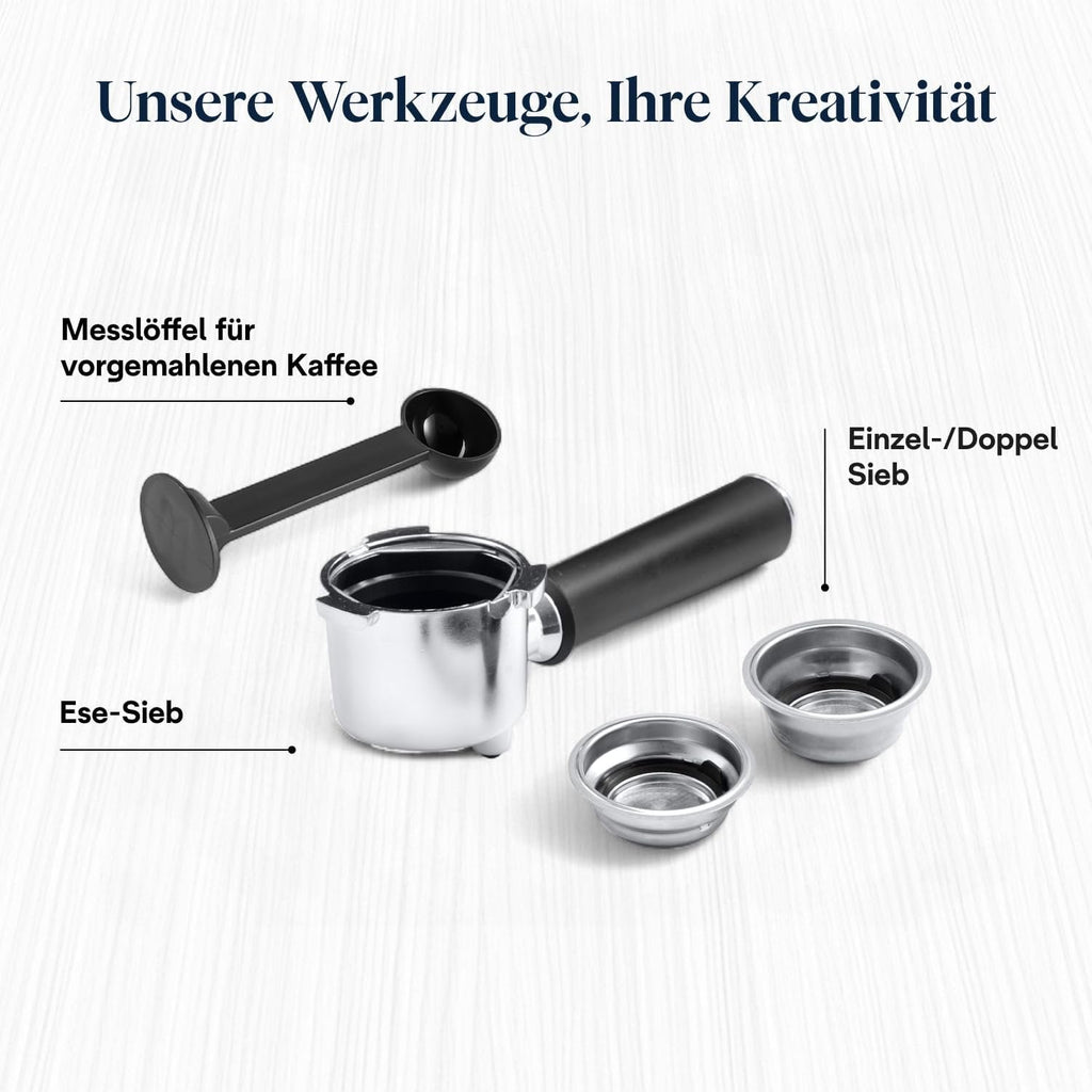De’Longhi Dedica Style EC685.BK Siebträgermaschine | 15 cm | Milchdüse | Thermoblock | 15 Bar | Schwarz