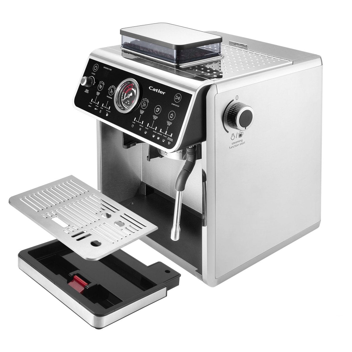 Catler ES 910 Hebel Espresso Kaffeemaschine mit integrierter Mühle – Silber